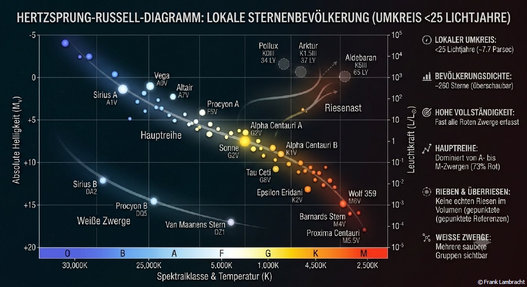 Hertzsprung-Russell-Diagramm (25 Lichtjahre)